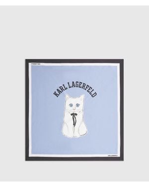 KARL LAGERFELD Ikon Choupette Silk Scarf - Blue