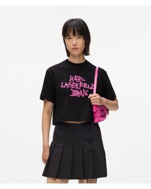 KL Jeans Cropped Graffiti T-Shirt - Red