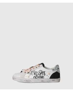 KL Jeans Skool Karl Quote Studded Sneakers - White