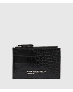 KL Jeans Metal Logo Croco Cardholder - Black