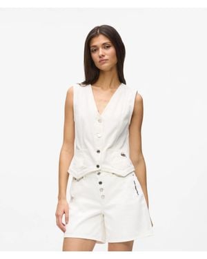 KARL LAGERFELD Ikon Denim Waistcoat - White