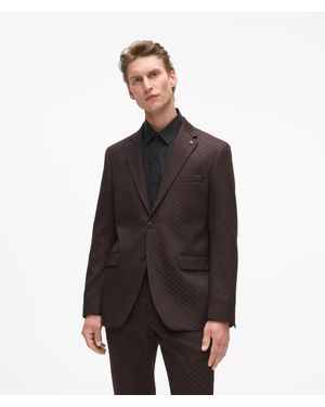 KARL LAGERFELD All-Over Monogram Suit Jacket - Brown