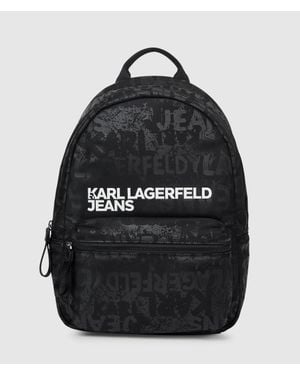KL Jeans Nylon Graphic Print Backpack - Black
