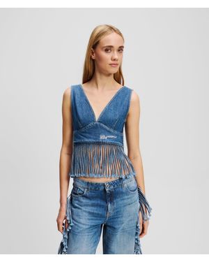 KL Jeans Fringed Denim Top - Blue