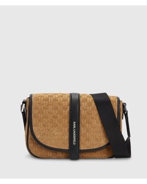 KARL LAGERFELD K/Monogram Suede Messenger Bag - Brown