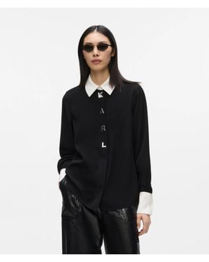 KARL LAGERFELD Contrast Karl Letter Shirt - Black