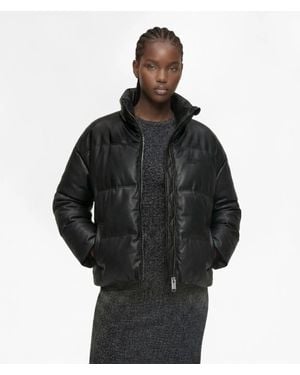 KL Jeans Faux-Leather Puffer Jacket - Black