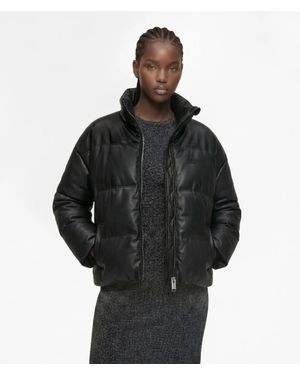 KL Jeans Faux-Leather Puffer Jacket - Black