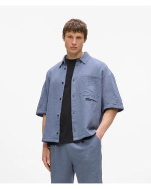 KL Jeans Crinkled Cotton Shirt - Blue