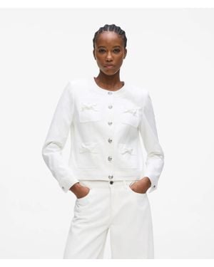 KARL LAGERFELD Collarless Bow Detail Jacket - White