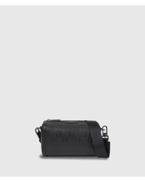 KARL LAGERFELD K/Loom Leather Mini Barrel Bag - Black