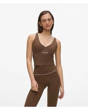 KARL LAGERFELD Contrast Piping Athleisure Tank Top - Brown
