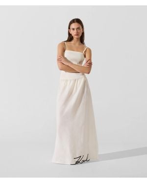 KARL LAGERFELD Signature Drop-Waist Maxi Dress - White