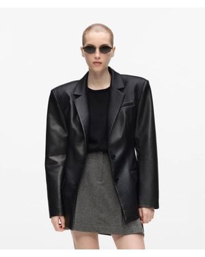KARL LAGERFELD Oversized Faux-Leather Blazer - Black