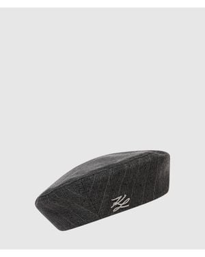 KARL LAGERFELD K/Autograph Pinstripe Beret - Gray