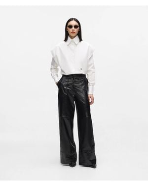 KARL LAGERFELD Wide-Leg Leather Pants - White