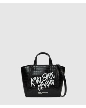 KL Jeans Karl Quote Mini Tote Bag - Black