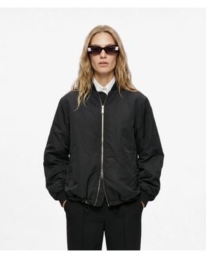KARL LAGERFELD Pleated Back Bomber Jacket - Black