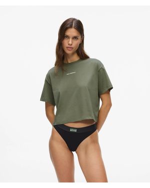 KARL LAGERFELD Athleisure Loungewear Cropped T-Shirt - Green
