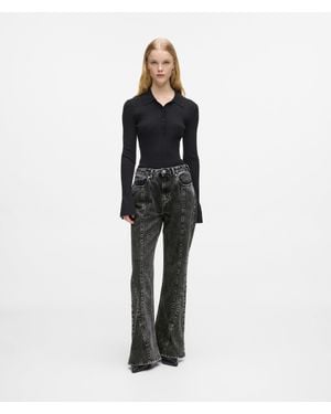KL Jeans Seamed High-Rise Flared Jeans - Black