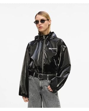 KL Jeans Shiny Hooded Jacket - Black