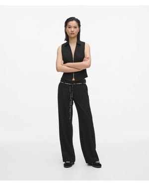 KL Jeans Mid-Rise Pinstripe Tailored Pants - White