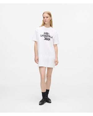 KL Jeans Graffiti T-Shirt Dress - White