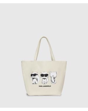 KARL LAGERFELD Ikon Choupette Reversible Shopper - White