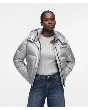 KL Jeans Cropped Shiny Puffer Jacket - Gray