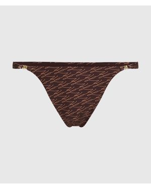 KARL LAGERFELD Autograph Cheeky Tanga Bikini Bottom - Brown