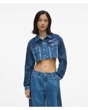 KL Jeans Blocked Denim Micro Jacket - Blue