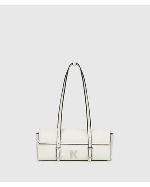 KL Jeans K Logo Elongated Shoulder Bag - White