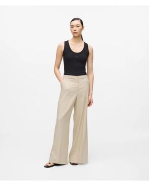 KARL LAGERFELD Wide-Leg Linen Blend Pants - Natural