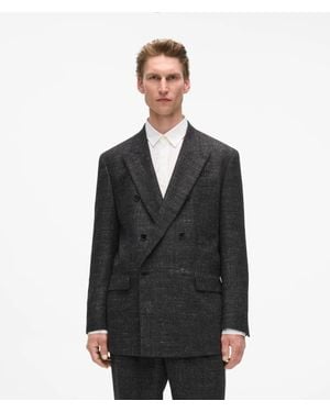 KARL LAGERFELD Double-Breasted Textured Suit Jacket - Black