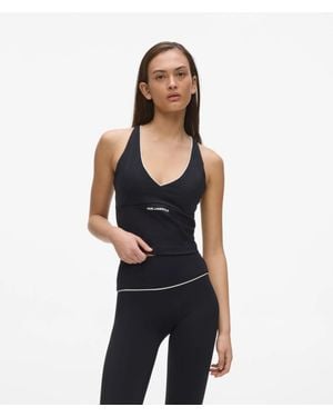 KARL LAGERFELD Contrast Piping Athleisure Tank Top - Black
