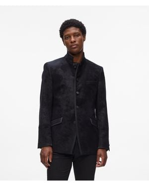 KARL LAGERFELD High Stand Collar Blazer - Black