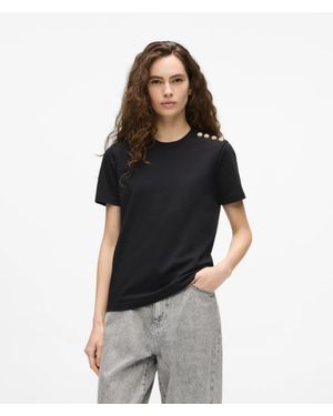 KARL LAGERFELD Button Detail Autograph T-Shirt - Black
