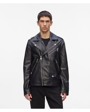 KARL LAGERFELD Karl Essential Leather Jacket - Black