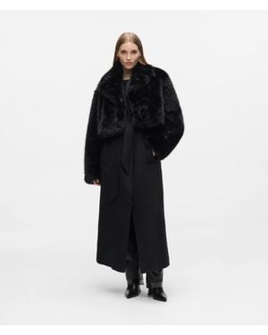 KARL LAGERFELD Transformable Long Faux-Fur Coat - Black