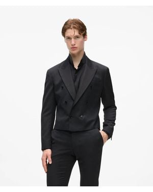 KARL LAGERFELD Kl Studio Cropped Wool Suit Jacket - Black
