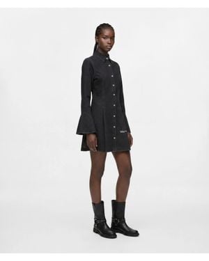 KL Jeans Flared-Sleeve Denim Dress - White