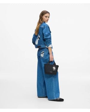 KARL LAGERFELD Ikon Wide-Leg Jeans - Blue