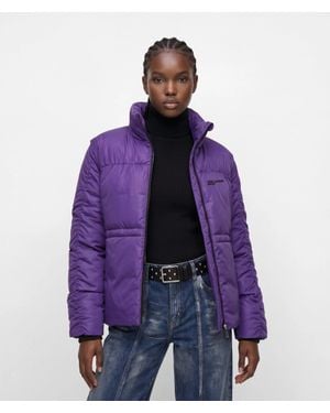 KL Jeans Ruched-Sleeve Puffer Jacket - Purple
