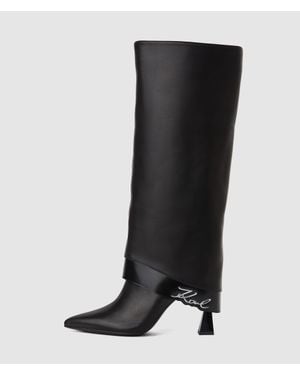 KARL LAGERFELD Debutante Tall Fold-Down Boots - Black