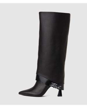 KARL LAGERFELD Debutante Tall Fold-Down Boots - Black