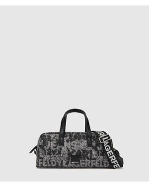 KL Jeans Denim Graphic Print Bowling Bag - Black