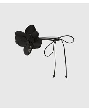 KARL LAGERFELD K/Signature Flower Tie Belt - Black