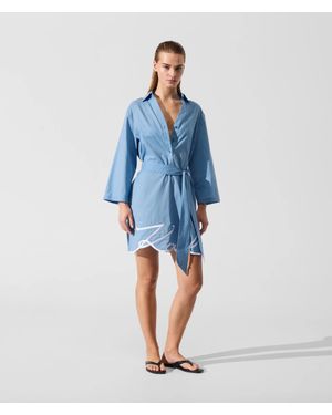 KARL LAGERFELD K/Signature Beach Shirt Dress - Blue