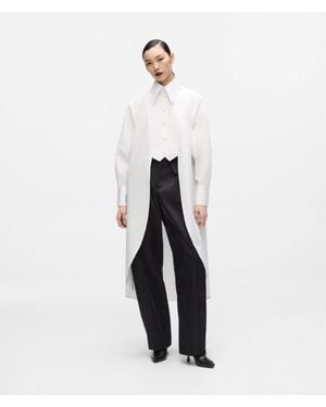 KARL LAGERFELD Kl Studio Layered Long Shirt - White