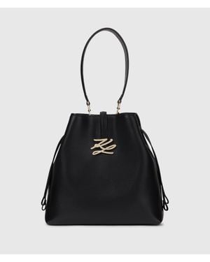 KARL LAGERFELD K/Autograph Drop Medium Bucket Bag - Black
